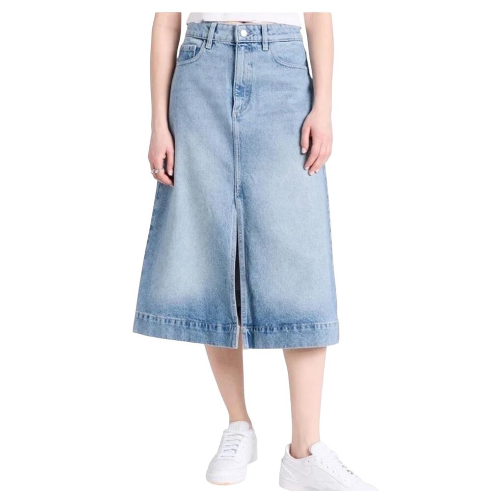 DL1961 Light Blue Midi Denim Skirt